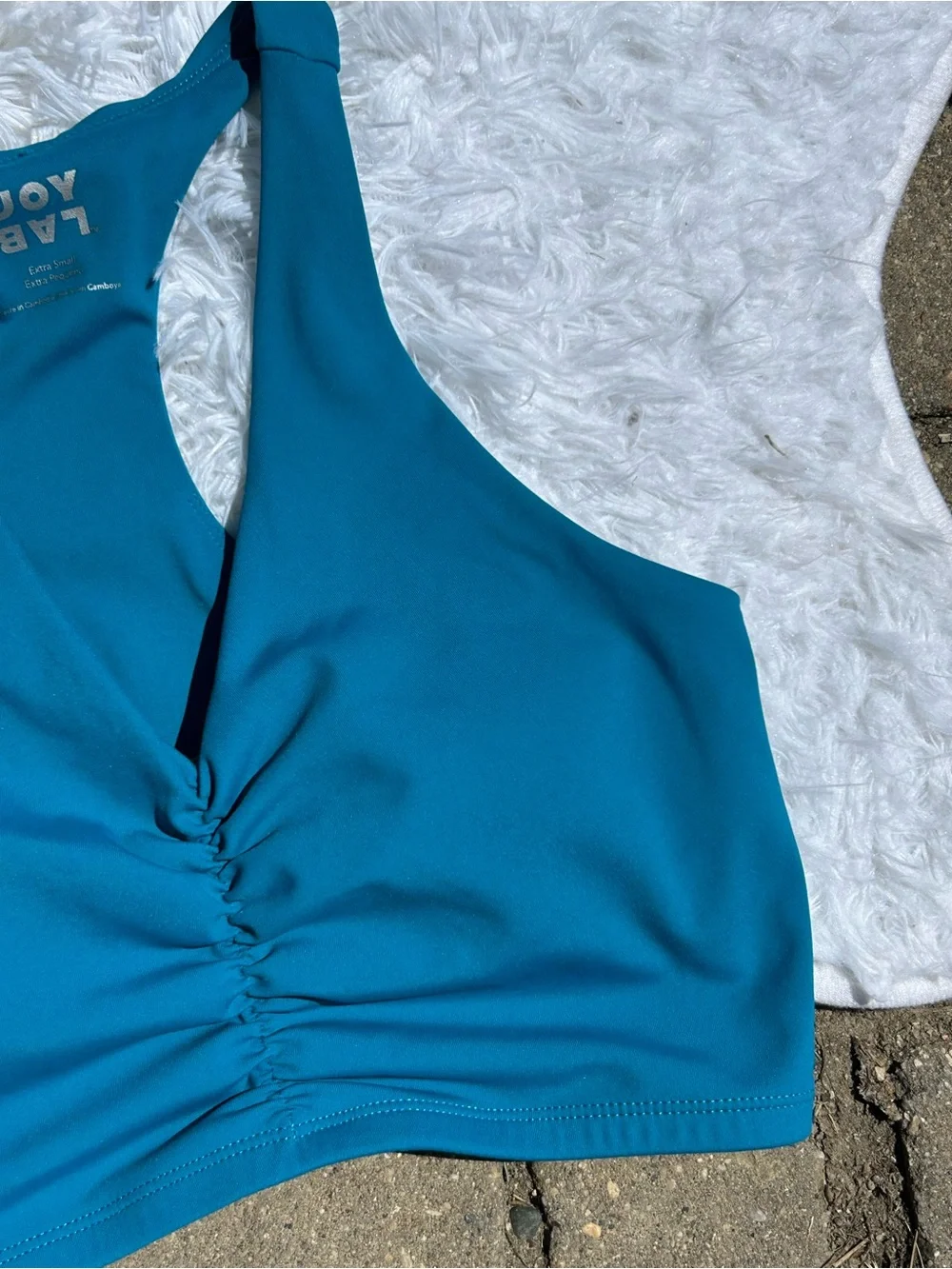 JoyLab Teal Ruched Racerback Sports Bra